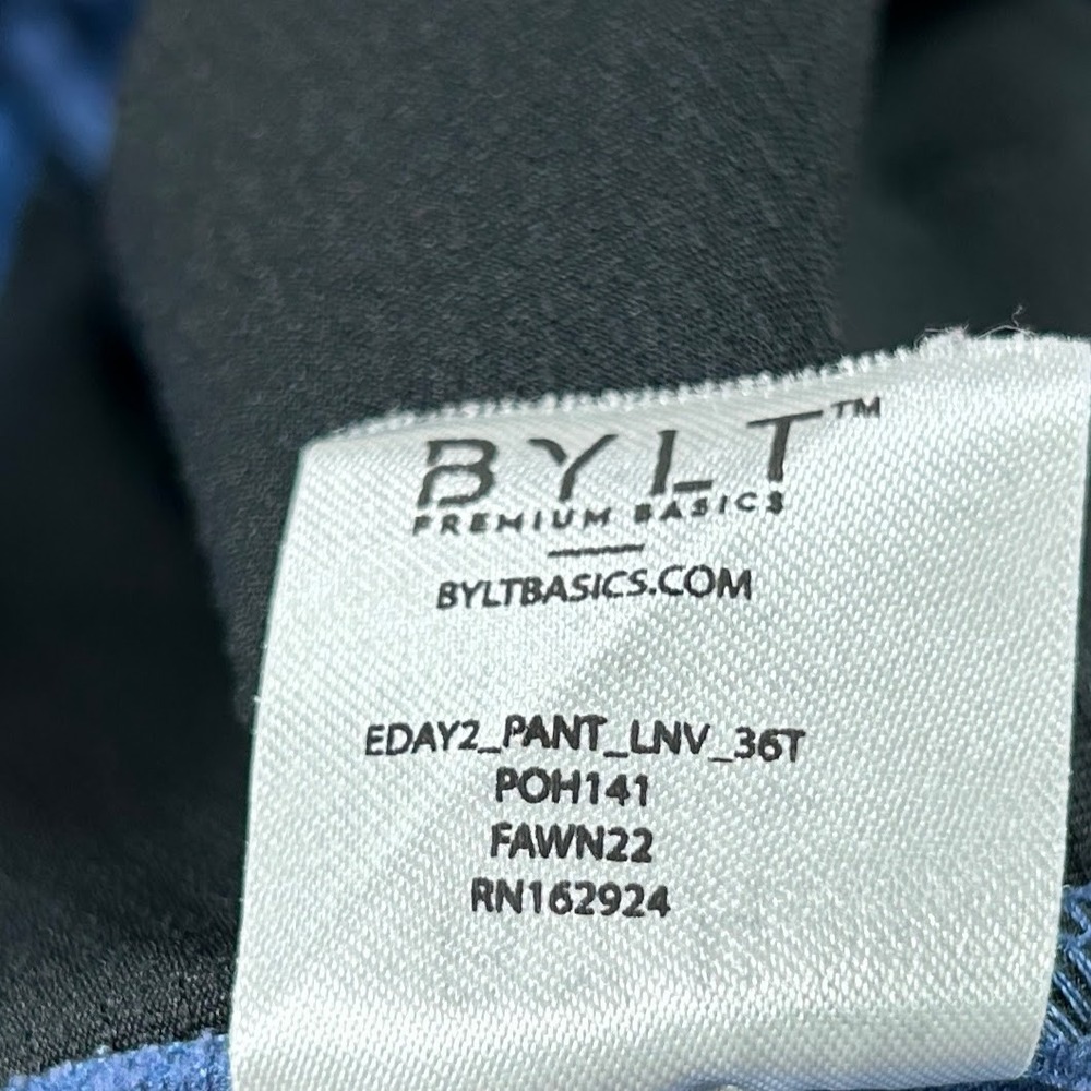 BYLT Everyday Pant 2.0 Mens 34x32 Blue Slim Performance‎ Tech Stretch Tapered - Picture 8 of 11